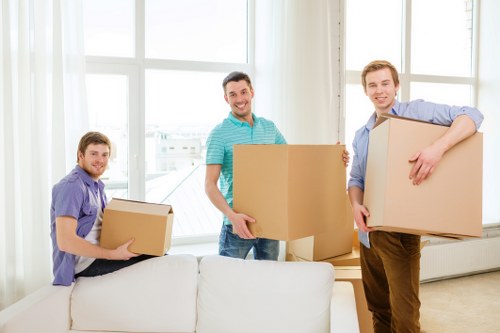 Labelled moving boxes and protective materials used in packing services