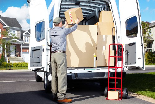 Packed boxes and furniture ready for removals in Newaddington