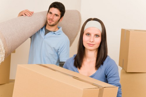 Removal van loading furniture during house removals in Newaddington